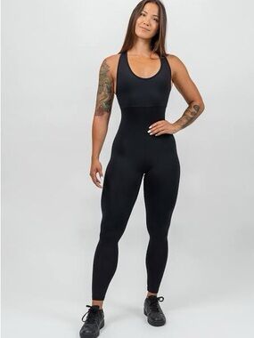 Black Racerback One-Piece Jumpsuit